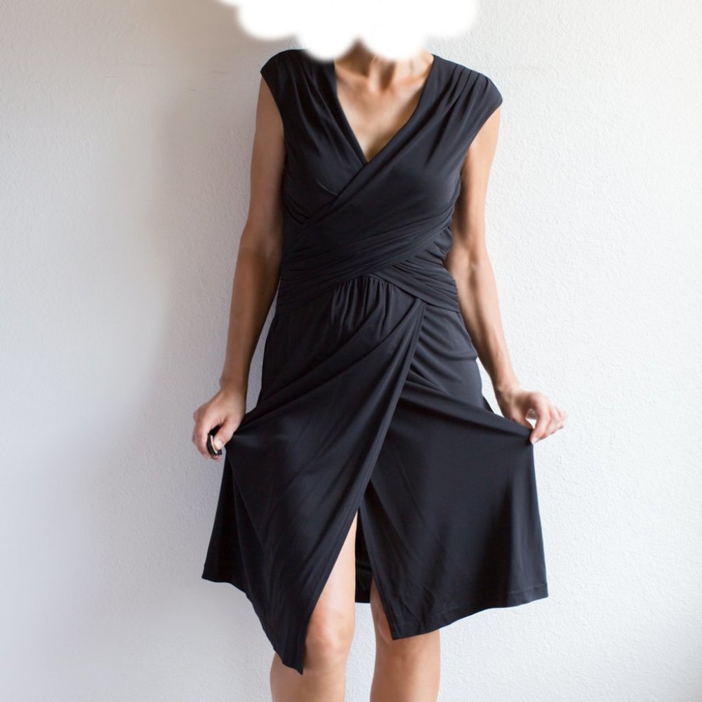 NWT Victor Alfaro Designer Elegant Sleeveless Formal Black Dress with Drapes 4